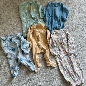 Newborn Baby Girl Pajama Outfit Onsie Bundle Neutral